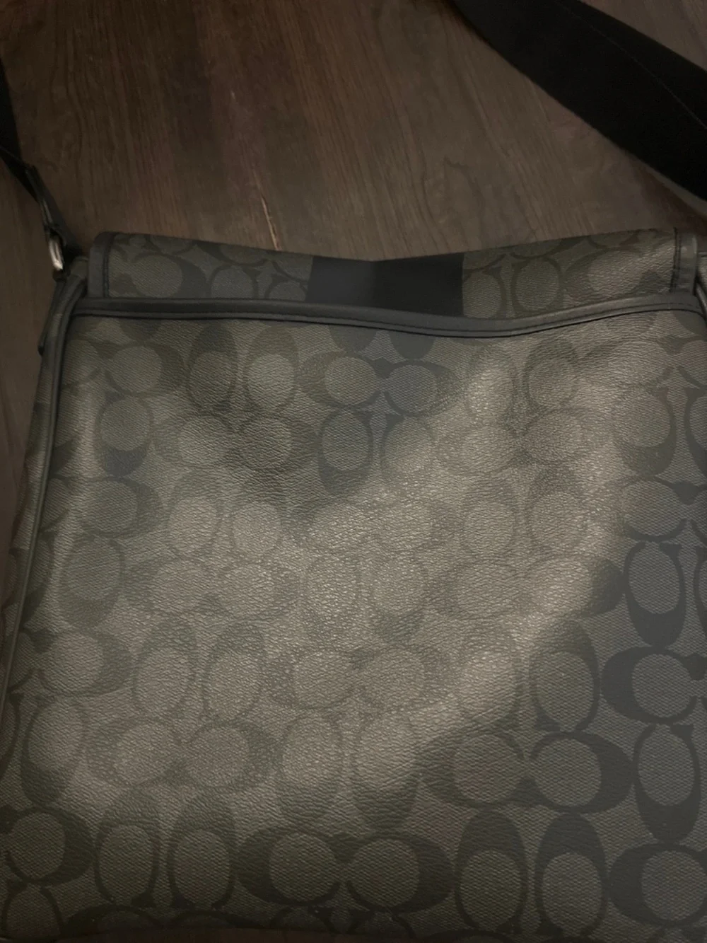 Coach Black Signature Monogram Messenger Bag